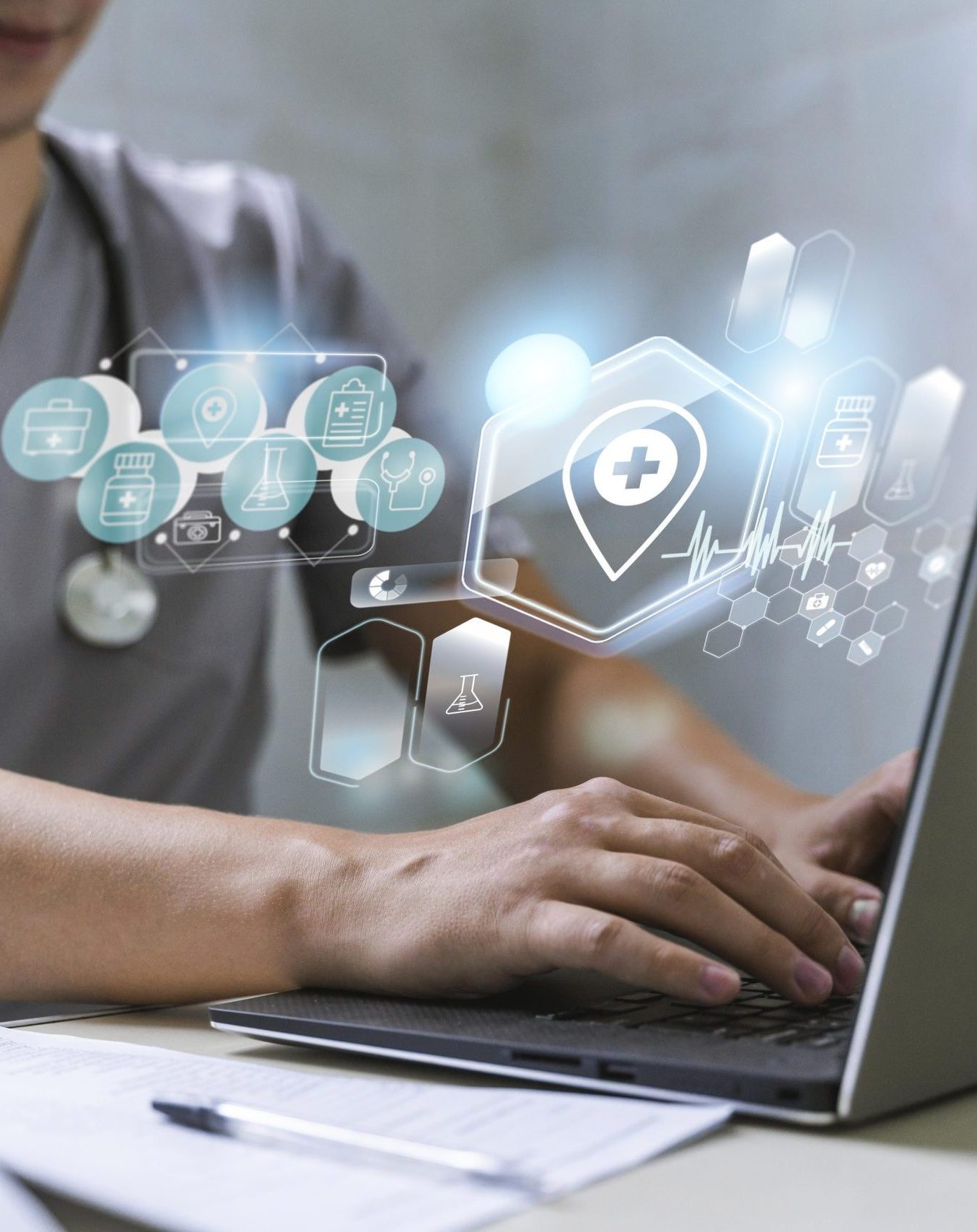 medical-banner-with-doctor-working-laptop